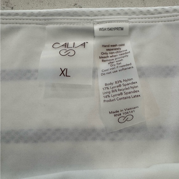 CALIA Women's Mid Rise Swim
Bottoms Ivory Blue stripe Size XL NWT - Picture 5 of 10